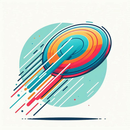 Vector illustration of a colorful abstract background with circles and lines in retro styleのイラスト素材