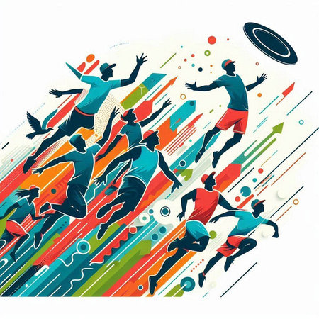 Soccer players silhouettes on abstract colorful background, vector illustration.のイラスト素材