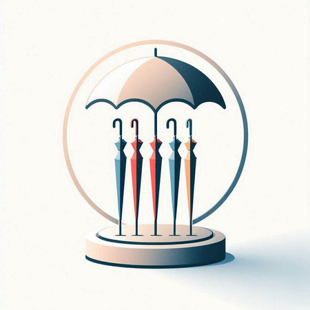 Umbrella in crystal ball on white background. Vector illustration.のイラスト素材