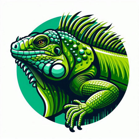 Green iguana. Green iguana on white background. Vector illustration.のイラスト素材