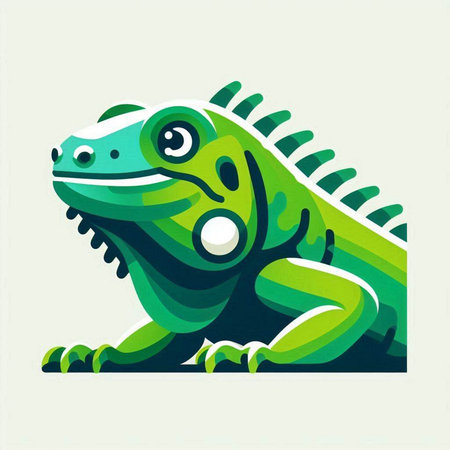 Green iguana on a light background. Vector illustration for your designのイラスト素材