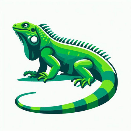 Green iguana isolated on white background. Vector illustration. Eps 10.のイラスト素材