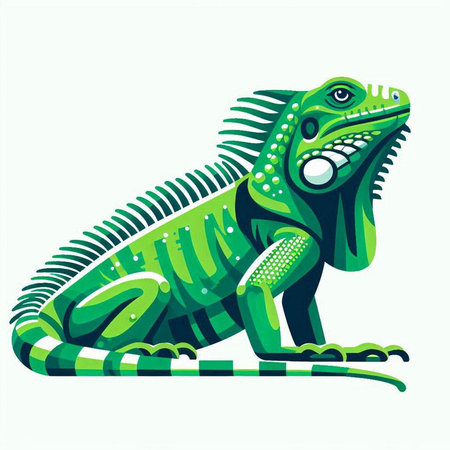 Green iguana isolated on white background. Vector illustration. Eps 10.のイラスト素材