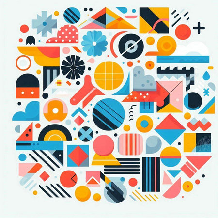 Colorful abstract background with geometric shapes and elements. Vector illustration.のイラスト素材