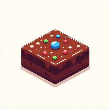 Chocolate cake. Isometric illustration of chocolate cake with sprinkles.のイラスト素材