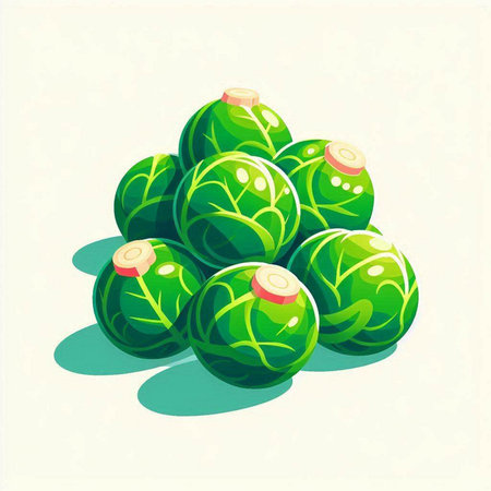 Brussels sprouts on a white background. Vector illustration.のイラスト素材