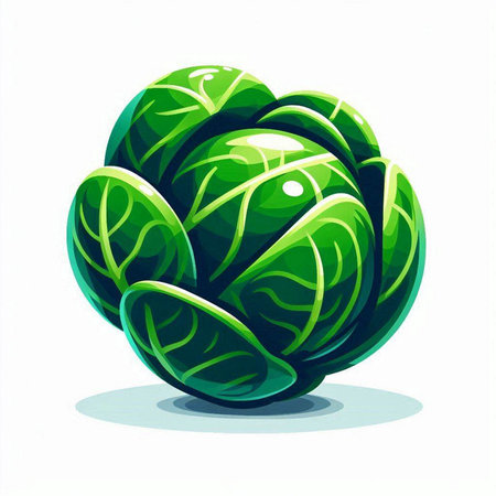 Brussels sprout isolated on white background. Vector illustration.のイラスト素材
