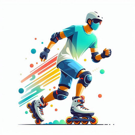 Roller skater. Vector illustration of a man on roller skates.のイラスト素材