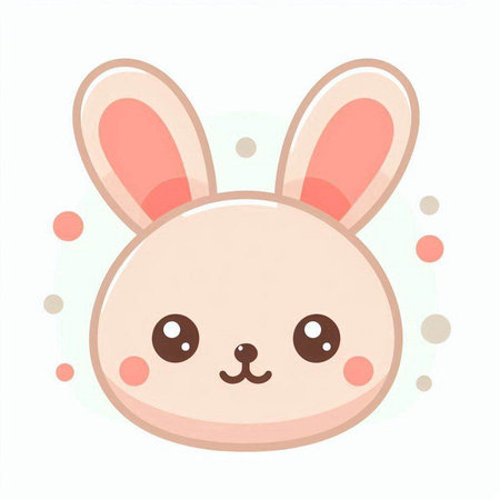 Cute cartoon bunny face. Vector illustration isolated on white background.のイラスト素材