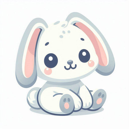 Cute cartoon rabbit. Vector illustration isolated on a white background.のイラスト素材