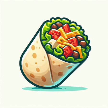 Mexican burrito. Traditional mexican food vector illustration.のイラスト素材