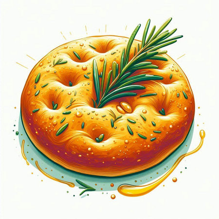 Bagel with rosemary. Vector illustration on white background.のイラスト素材