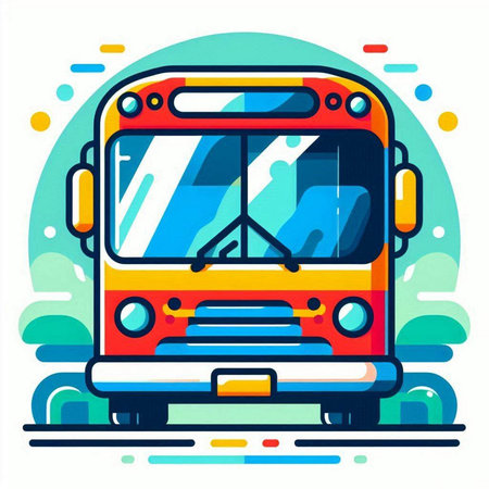 Bus flat vector illustration on white background. Vector illustration. Bus icon.のイラスト素材