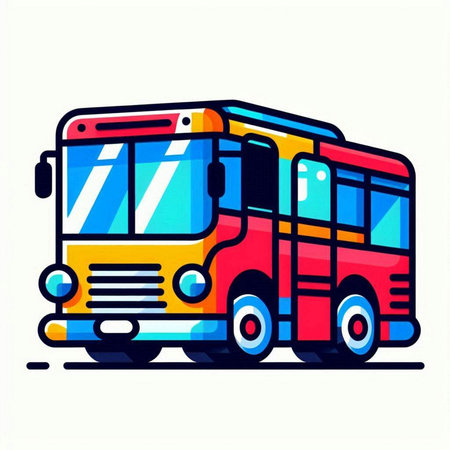 Bus vector illustration. Isolated bus on white background. Front view.のイラスト素材