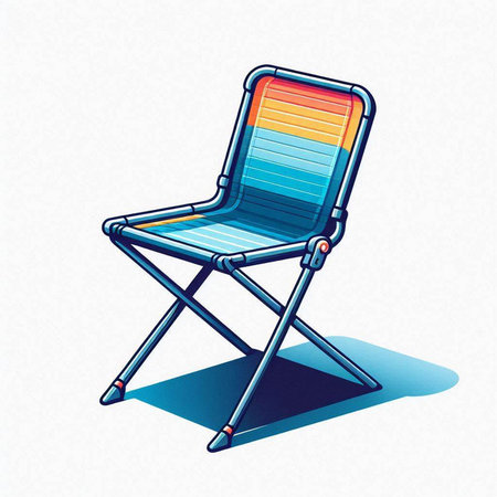 Illustration of a deck chair on a white background with shadow.のイラスト素材
