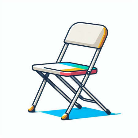 Folding chair isolated on white background. Vector illustration in cartoon style.のイラスト素材