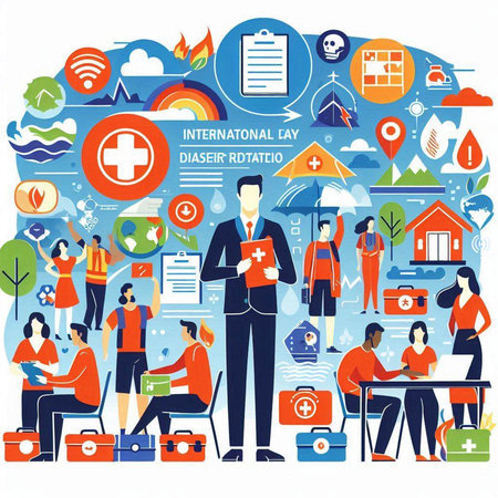 Medical insurance concept with icons and people. Flat style vector illustration.のイラスト素材