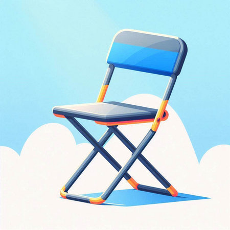 Illustration of a chair on a background of blue sky with cloudsのイラスト素材