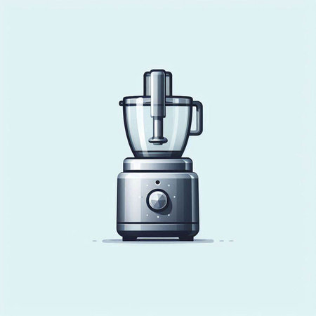 Illustration of a blender in cartoon style on a blue background.のイラスト素材