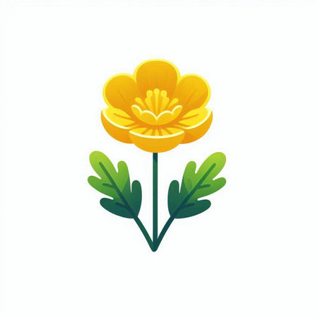 cute yellow flower icon over white background, colorful design, vector illustrationのイラスト素材