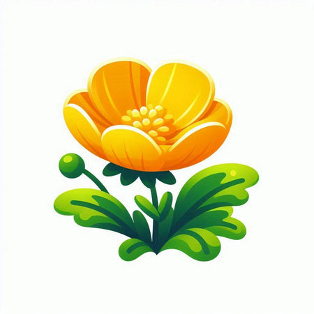 cute yellow flower isolated on a white background. vector illustration.のイラスト素材