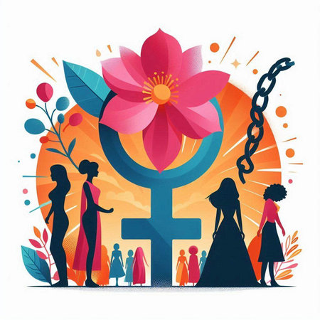 Vector illustration of Women's Day. Feminism concept with symbol of Venus.のイラスト素材