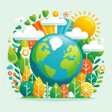 Ecology concept with globe and nature. Vector illustration. Eps10のイラスト素材