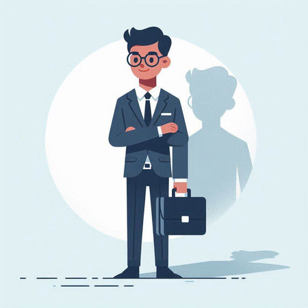 Businessman with briefcase. Vector illustration in flat cartoon style.のイラスト素材