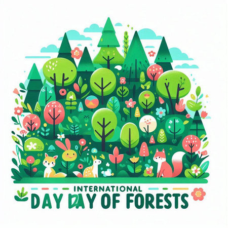 International Day of the Forests in flat style. Vector illustration.のイラスト素材