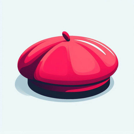 Illustration of a red hat on a blue background, vector illustrationのイラスト素材