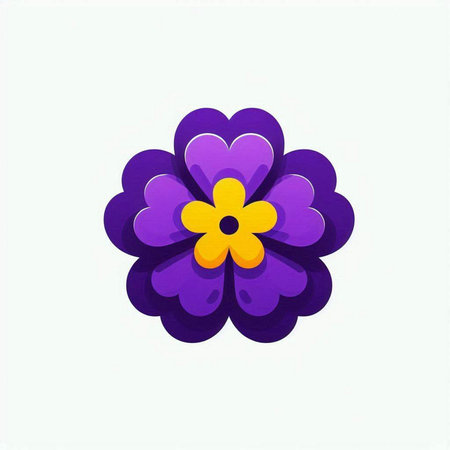 Illustration of a purple and yellow flower with a white background.のイラスト素材