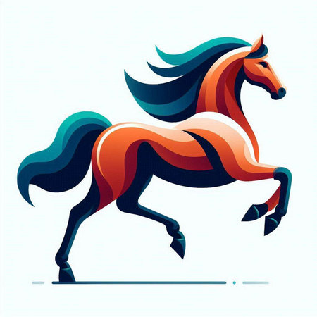 Running horse. Vector illustration of a stylized image of a horse.のイラスト素材