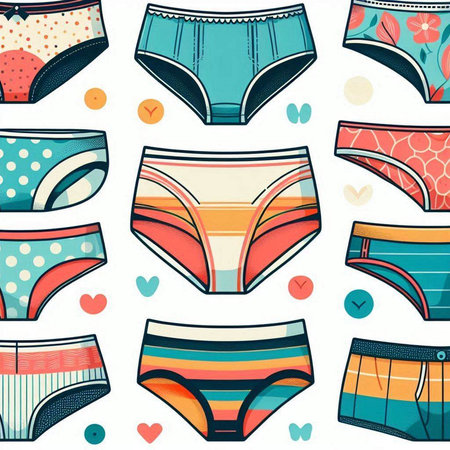 Set of colorful underwear. Hand drawn vector illustration in cartoon style.のイラスト素材