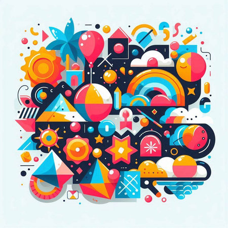 Abstract colorful background with geometric shapes and elements. Vector illustration for your designのイラスト素材