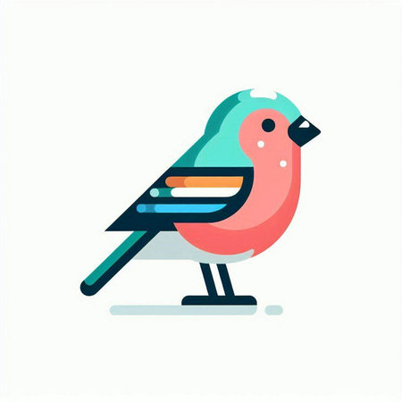 Bullfinch bird flat icon. Vector colorful illustration. Isolated on white background.のイラスト素材