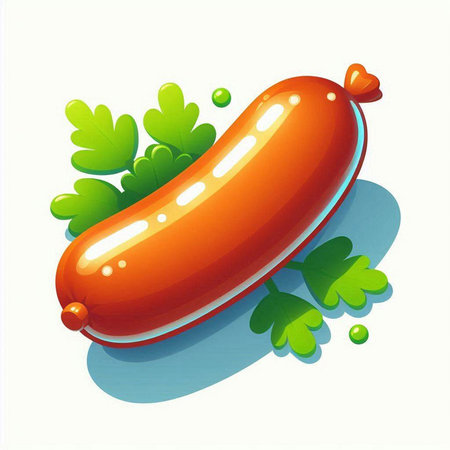 Sausage with parsley on a white background. Vector illustration.のイラスト素材