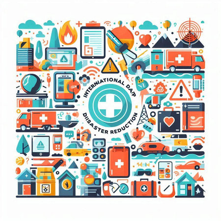 Flat design vector illustration concept of ambulance, ambulance, first aid kit, first aid kit, first aid kit.のイラスト素材