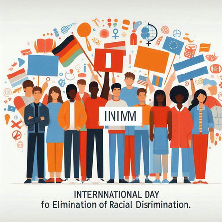 International Day of Democracy. People with flags and banners. Vector illustration.のイラスト素材