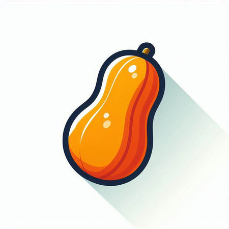 Pumpkin icon, vector illustration. Flat design style with long shadowのイラスト素材