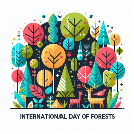 International Day of the Forests greeting card. Vector Illustration.のイラスト素材