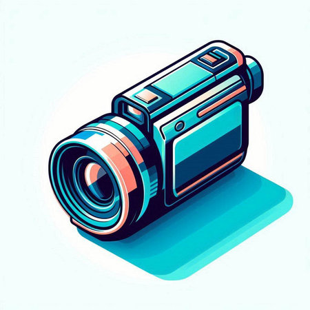 Vector illustration of a digital camera on a white background. Isometric view.のイラスト素材