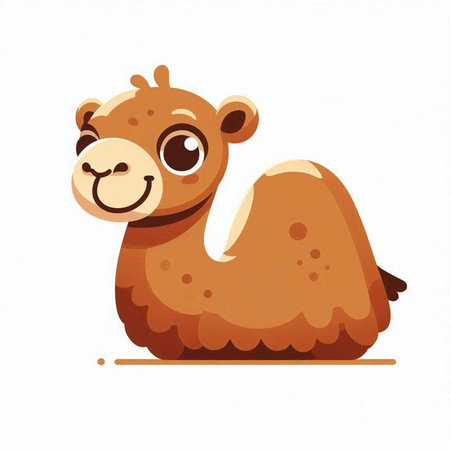 Cute camel isolated on white background. Vector illustration. Cartoon style.のイラスト素材