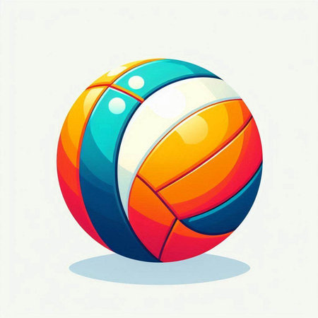 Volleyball ball isolated on white background. Colorful vector illustration.のイラスト素材