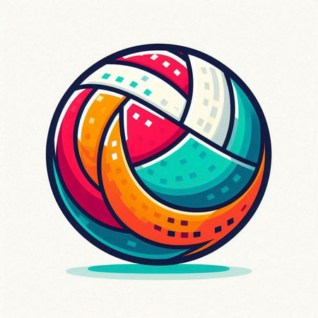 Volleyball ball icon. Vector illustration of colorful volleyball ball.のイラスト素材