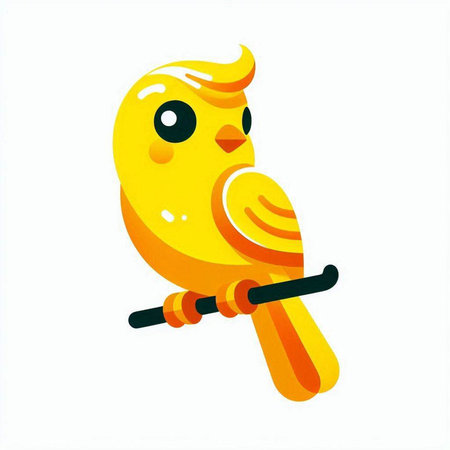 Yellow bird on a white background. Vector illustration in flat style.のイラスト素材