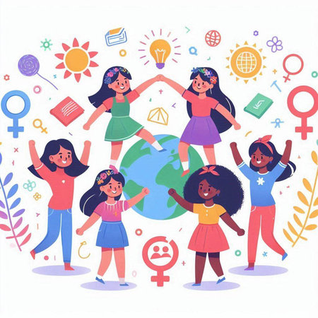 Vector illustration of group of children around the world. The concept of education.のイラスト素材