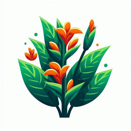 Canna flower vector icon isolated on white background. Vector illustration.のイラスト素材