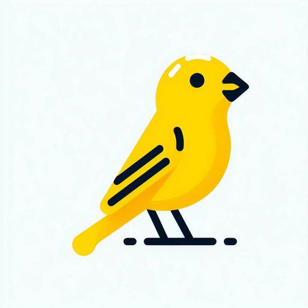Yellow bird on a white background. Vector illustration in flat style.のイラスト素材