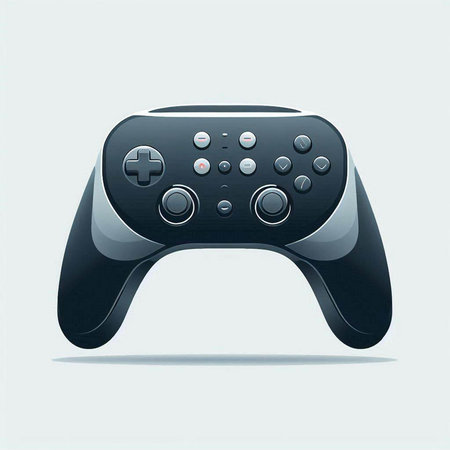 Realistic black gamepad on a white background. Vector illustration.のイラスト素材