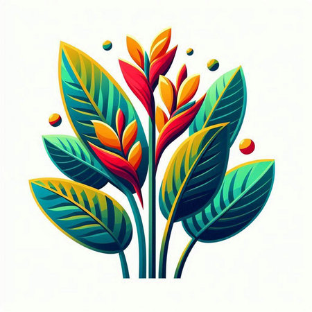 Colorful tropical leaves on a white background. Vector illustration for your designのイラスト素材